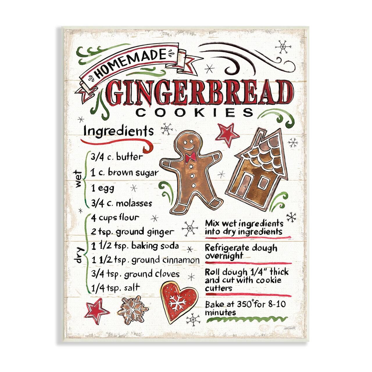 Stupell Industries Homemade Gingerbread Cookies Recipe Canvas Wall Art